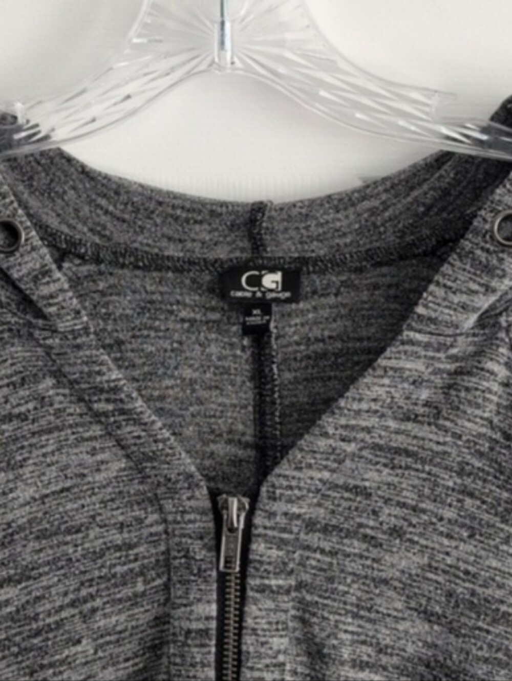 Gray 3/4 Zip Hoodie Pullover Athletic Top Yoga XL Long Sleeve - Picture 5 of 8